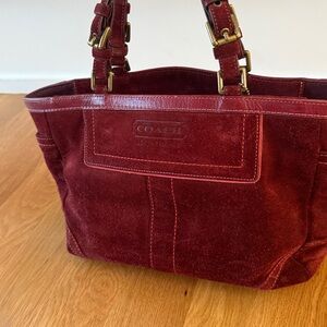 Coach Deep Red Suede Tote